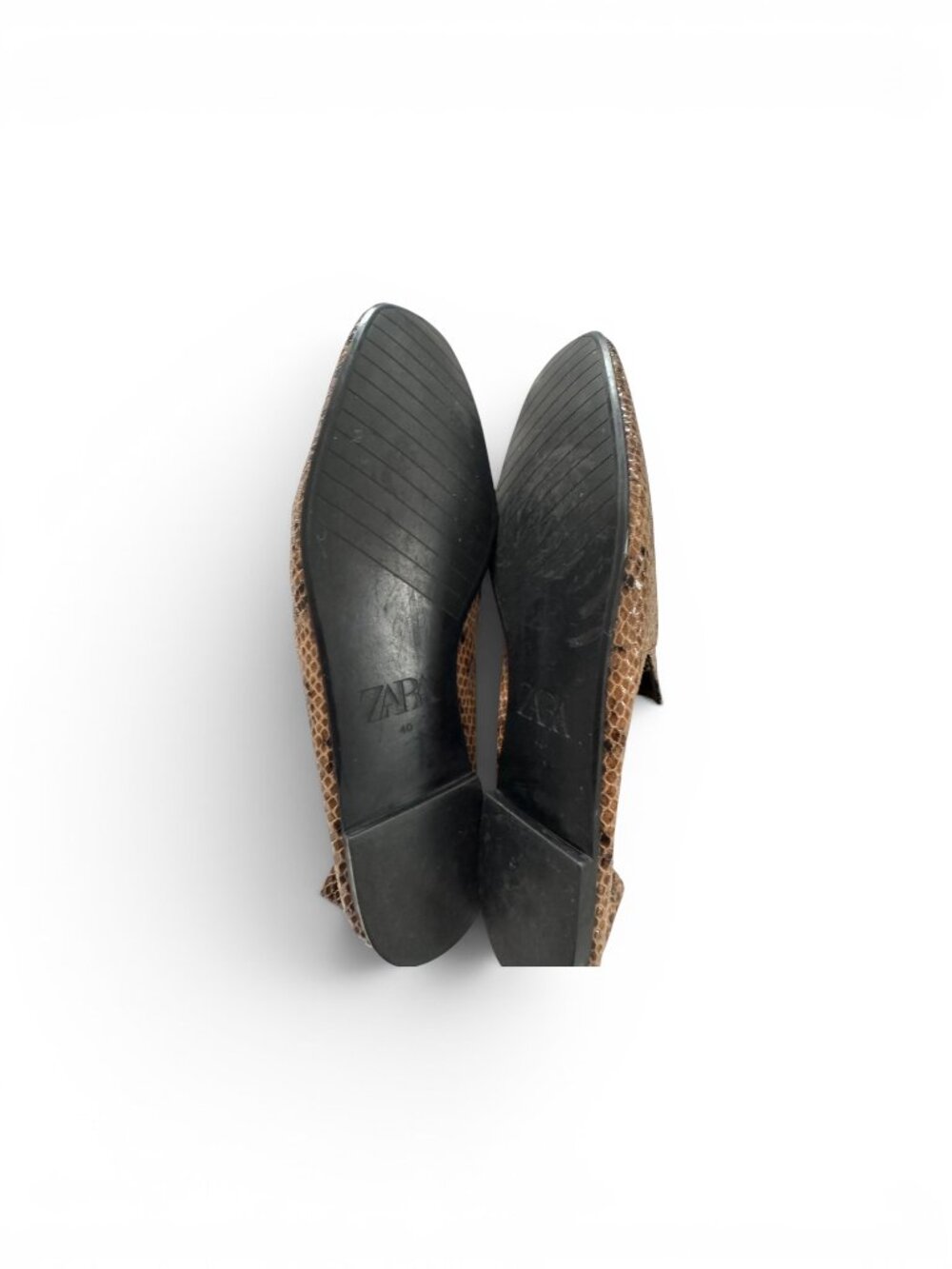 ZARA Snakeskin Slip‑On Mules Square Toe Brown Black Reptile Print - Picture 3 of 4